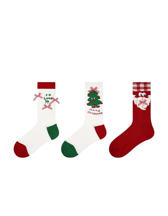 3 Pairs Long Tube Christmas Socks for Women