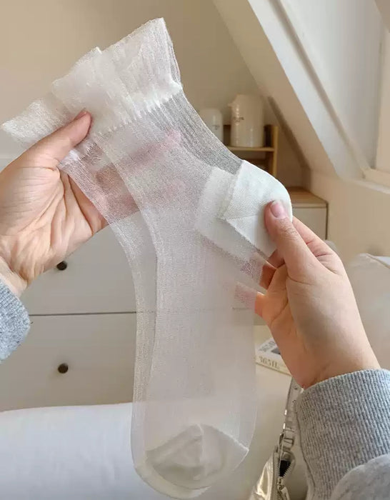 2 Pairs Crystal Mesh Transparent Socks