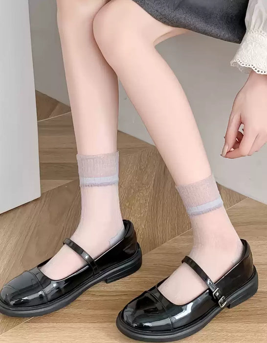 2 Pairs Crystal Mesh Transparent Socks