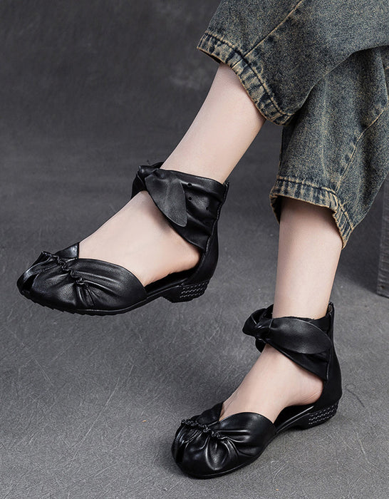 Ankle Bowknot Fish Toe Breathable Retro Flat Sandals