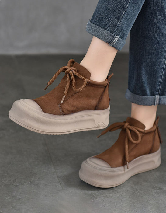 Ankle Lace-up Comfortable Casual Platform Boots