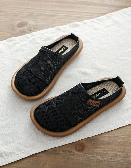 Close Toe Knitted Hollow Breathable Slippers Mules