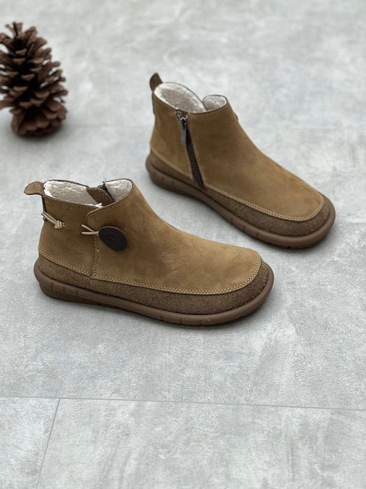 Comfortable Handmade Wild Toe Box Retro Flat Boots