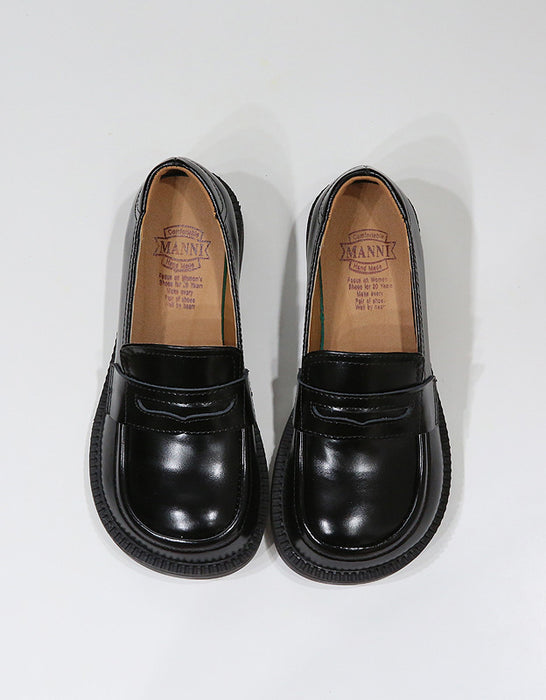 ComfortableRetroLeatherWideToeBoxLoafersobionoshoes