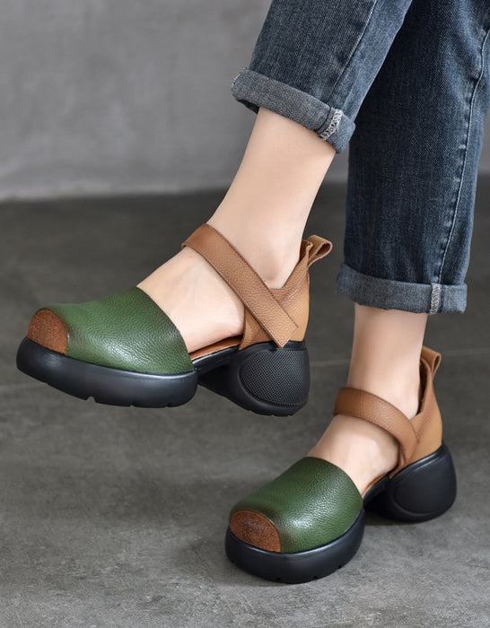 Comfortable Round Toe Chunky Heel Platform Sandals