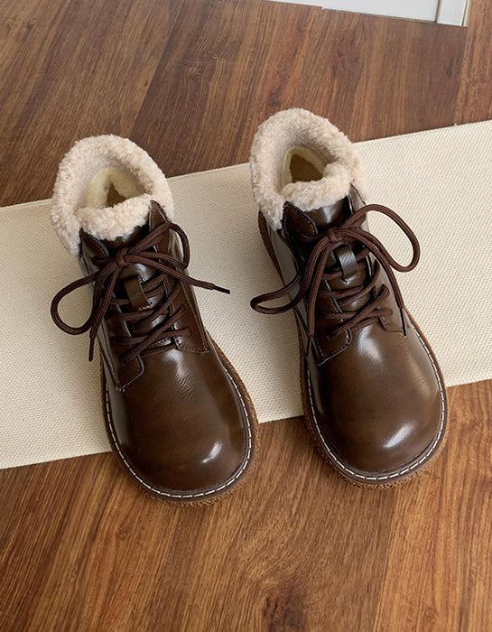 Comfortable Round Toe Winter Boots with Fur