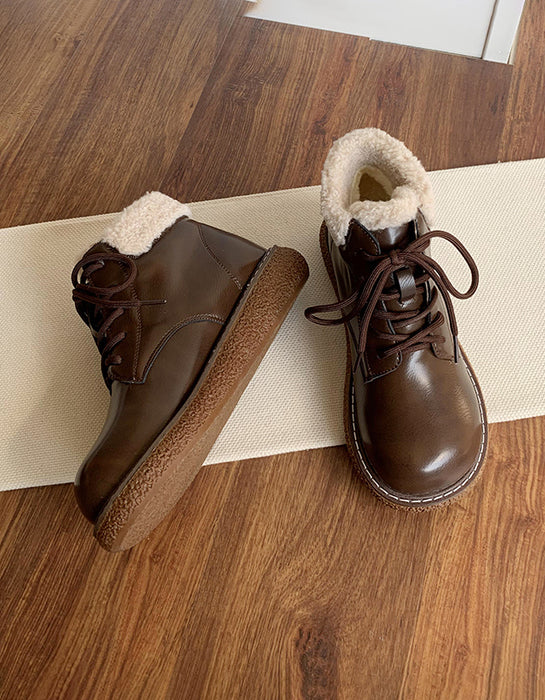 Comfortable Round Toe Winter Boots with Fur