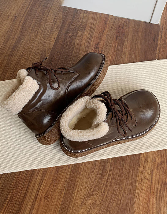 Comfortable Round Toe Winter Boots with Fur