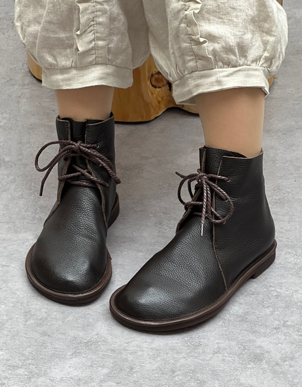 Autumn Winter Comfortable Soft Leather Wide Toe Box Boots — Obiono