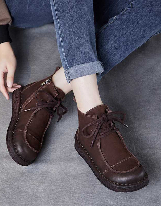 Comfortable Suede Round Toe Handmade Retro Boots