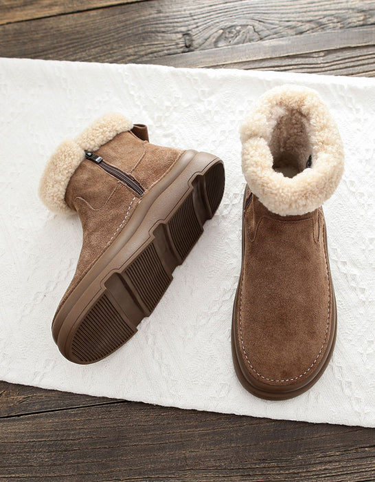 Comfortable Suede Winter Snow Boots with Fur