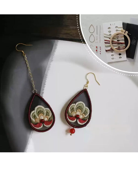 DIY Double-sided Embroidery Earrings (Including DIY materials)