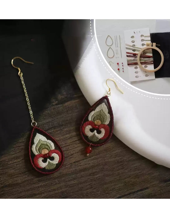 DIY Double-sided Embroidery Earrings (Including DIY materials)