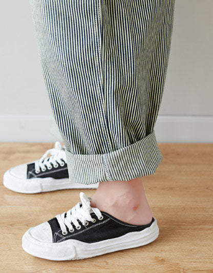 Denim  Pocket  Overalls Patch Striped Jumpsuit