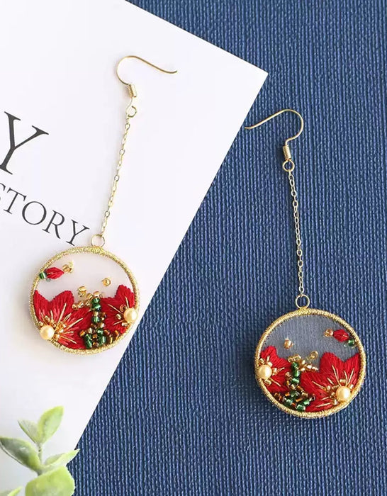 Double-sided Embroidery Earrings (Including DIY Materials)