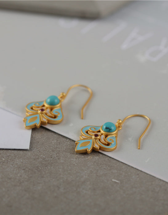 Enamel Imitation Turquoise Earrings for Women