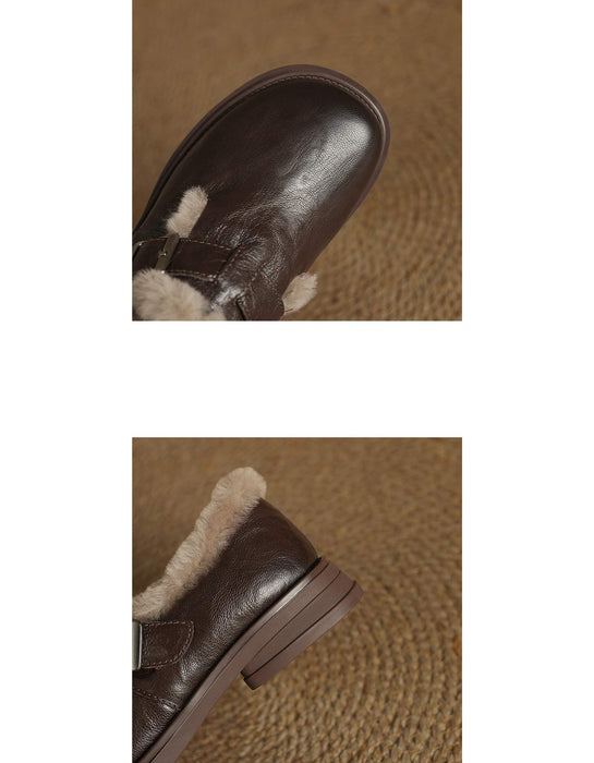 Genuine Leather Soft Sole Lamb Wool Shoes