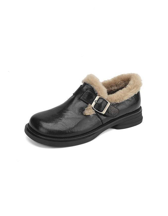 Genuine Leather Soft Sole Lamb Wool Shoes