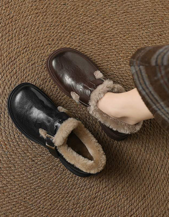 Genuine Leather Soft Sole Lamb Wool Shoes