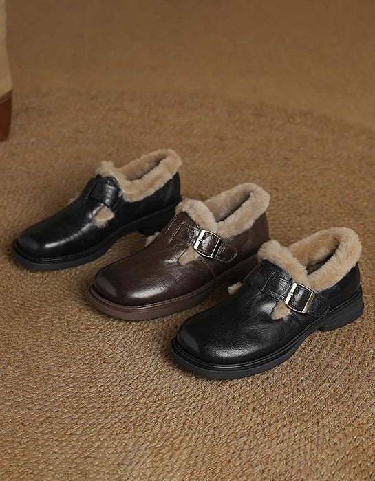 Genuine Leather Soft Sole Lamb Wool Shoes