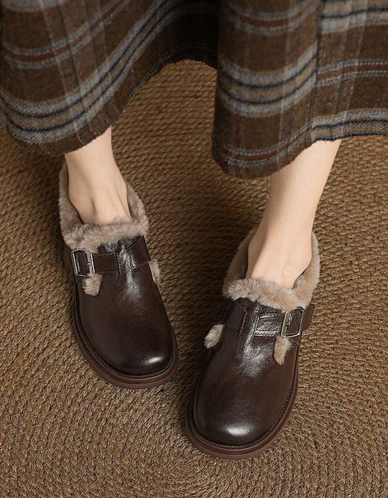 Genuine Leather Soft Sole Lamb Wool Shoes