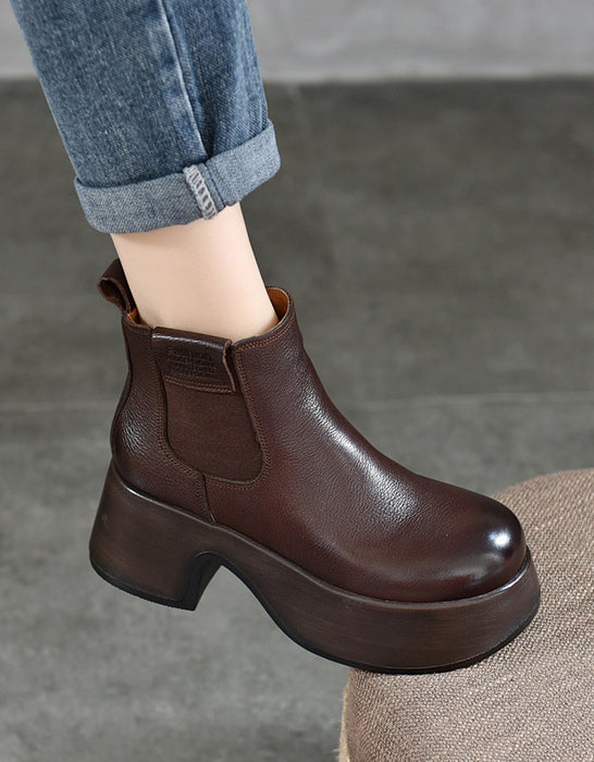 Genuine Leather Waterproof Platform Chelsea Boots