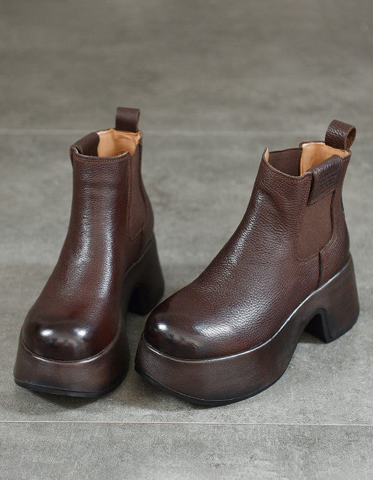 Genuine Leather Waterproof Platform Chelsea Boots