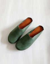 Handmade Retro Soft Leather Flat Slippers — Obiono