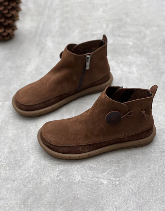 Comfortable Handmade Wild Toe Box Retro Flat Boots