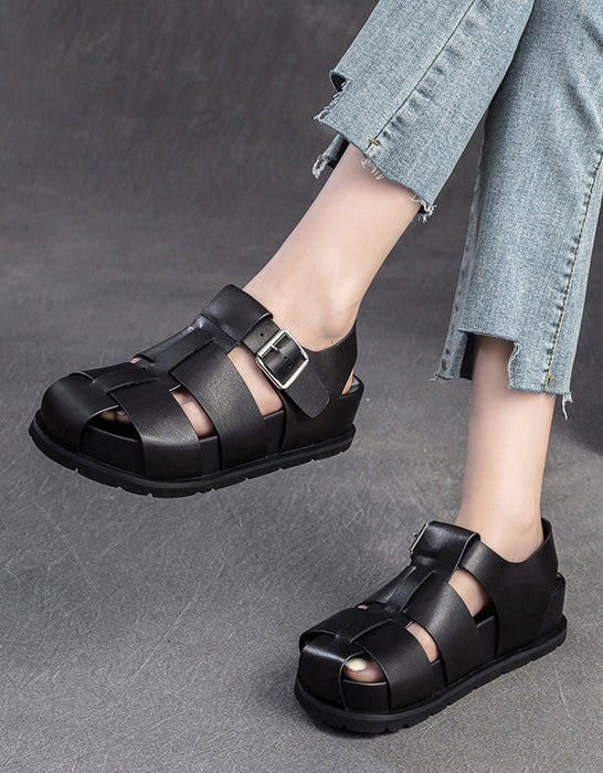 Leather Woven Summer Fashion Platform Sandals