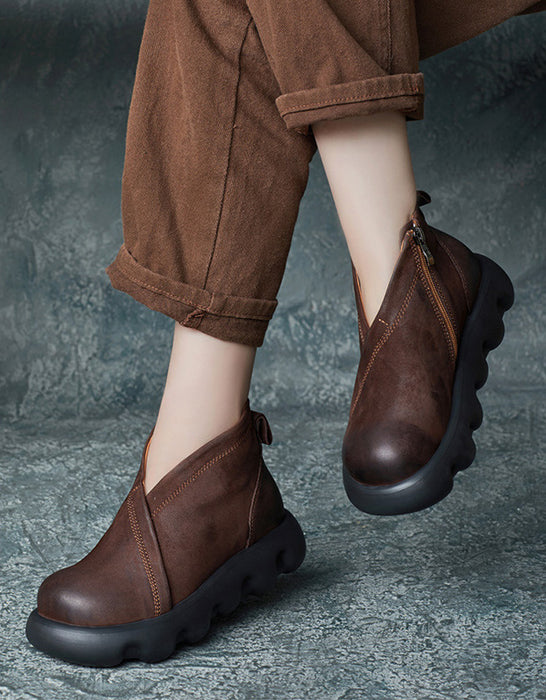 Non-slip Handmade Retro Leather Platform Boots