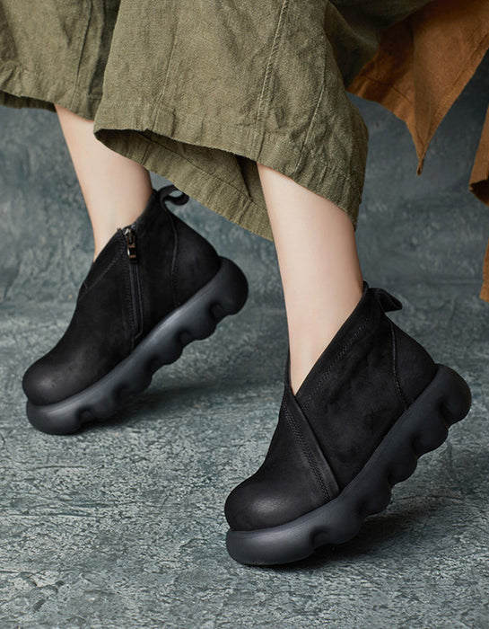 Non-slip Handmade Retro Leather Platform Boots