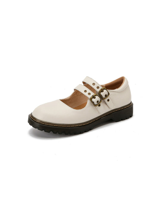 Front Double Buckle Vintage Mary Jane Shoes — Obiono