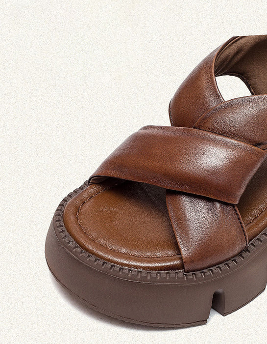 Wide Toe Box Cross Strap Slingback Platform Sandals