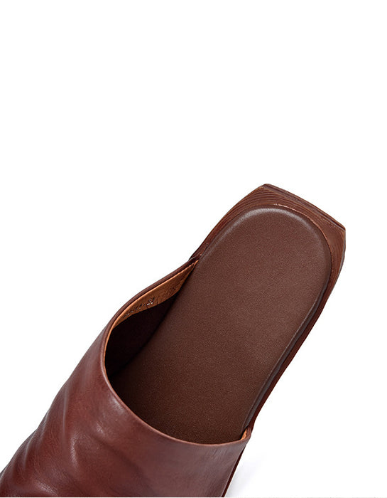 Open Toe Summer Comfortable Leather Slipper Mules