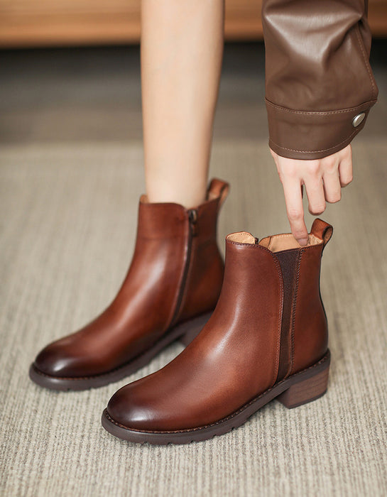 Real Leather Versatile British Style Chelsea Boots