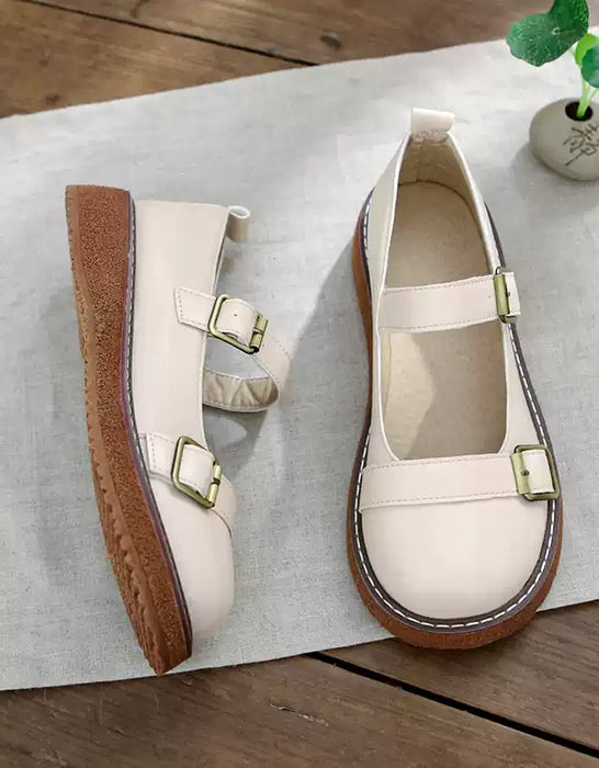 Round Toe Double Straps Mary Jane Shoes