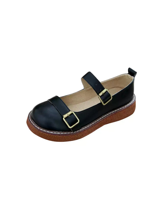 Round Toe Double Straps Mary Jane Shoes