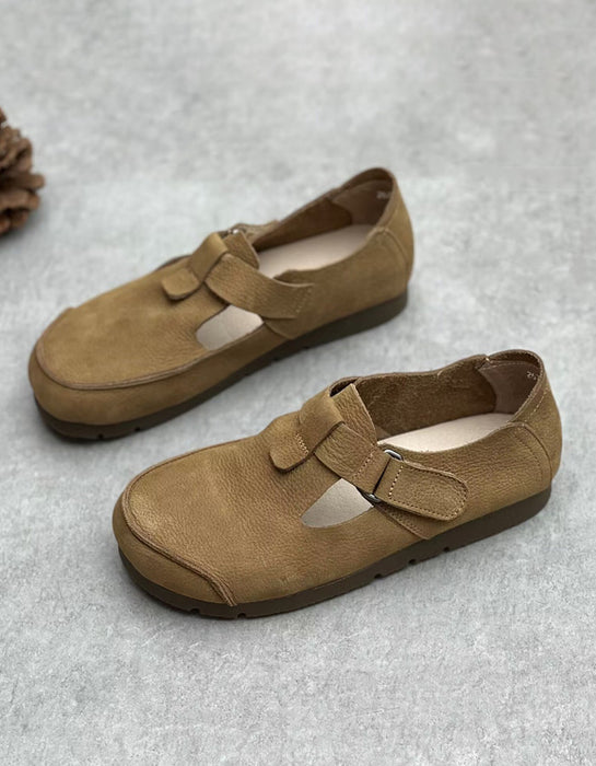 Round Toe Soft Leather Handmade Retro Flat Shoes