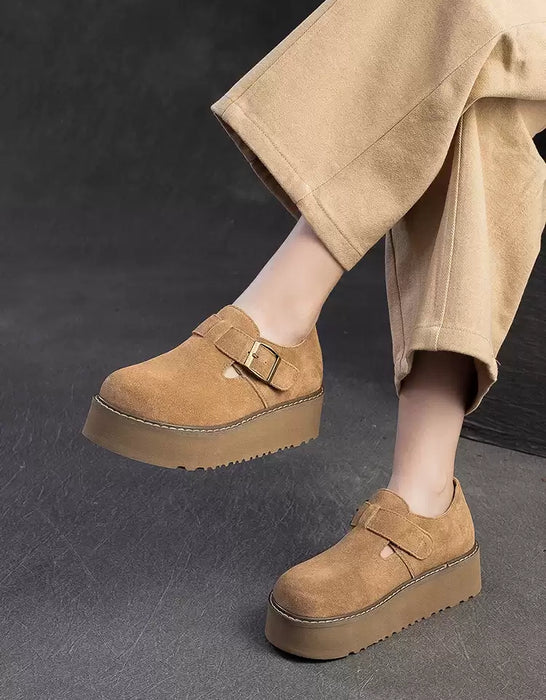 Spring Autumn Suede Platform Slip-ons