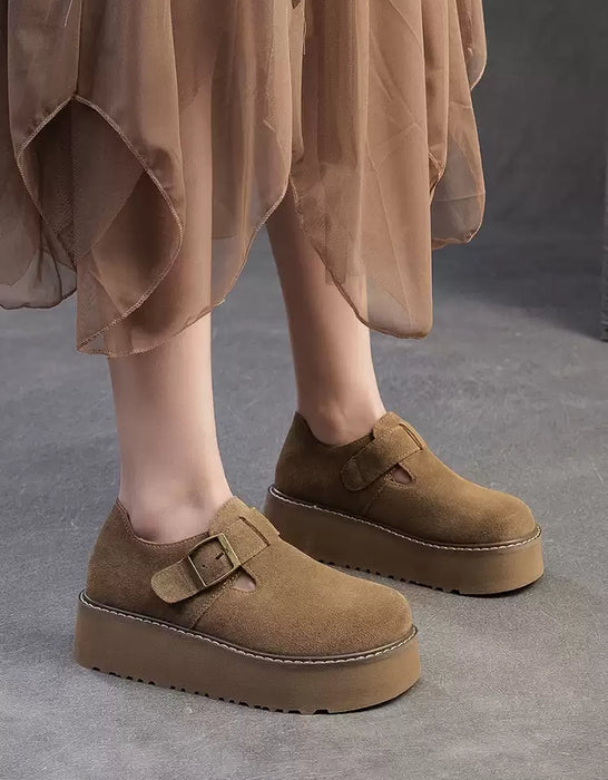 Spring Autumn Suede Platform Slip-ons