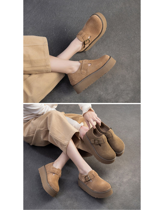 Spring Autumn Suede Platform Slip-ons