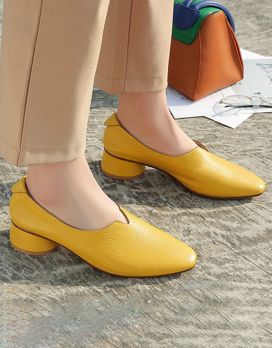 Spring Pointed Toe Elegant Chunky Heels Pumps