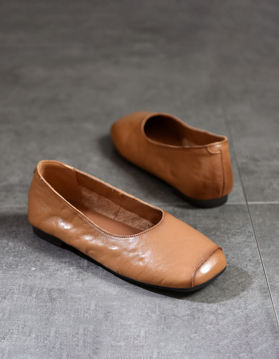 Square Toe Slip-on Retro Flat Shoes Pumps