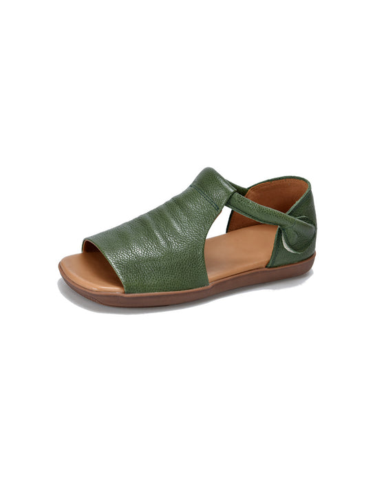 Summer Breathable Open Toe Leather Flat Sandals