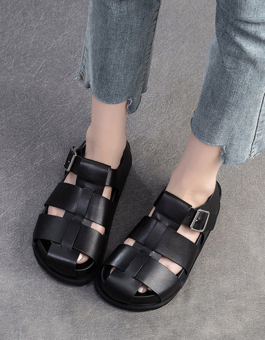 Leather Woven Summer Fashion Platform Sandals