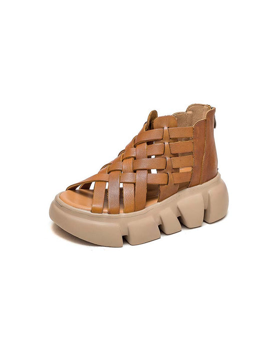 Summer Open Toe Vintage Woven Platform Sandals