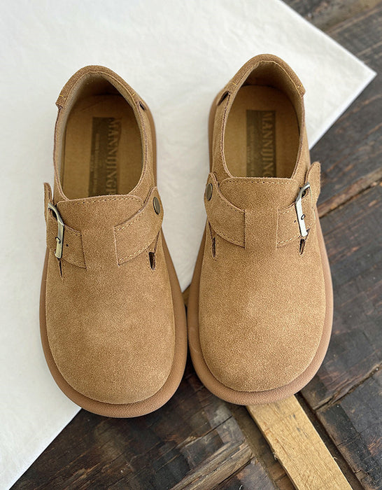 Wide Toe Box Comfortable Suede Flat Shoes