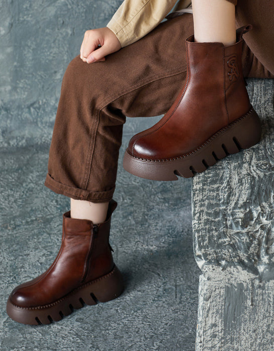 Winter Autumn Comfortable Platform Wide Toe Box Boots