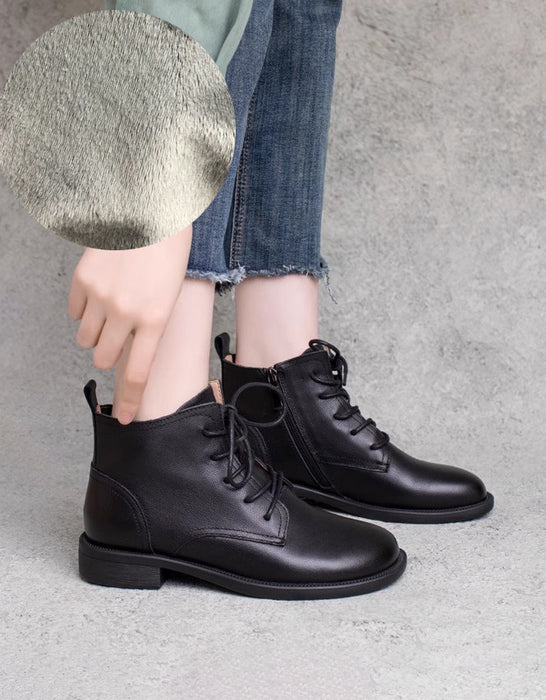 Women's Lace-up Retro Leather Ankle Boots